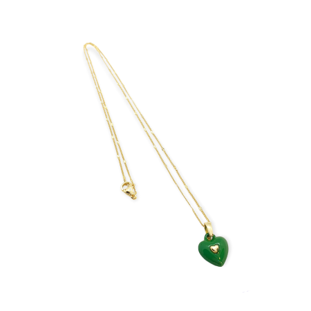 necklace copper and green heart2